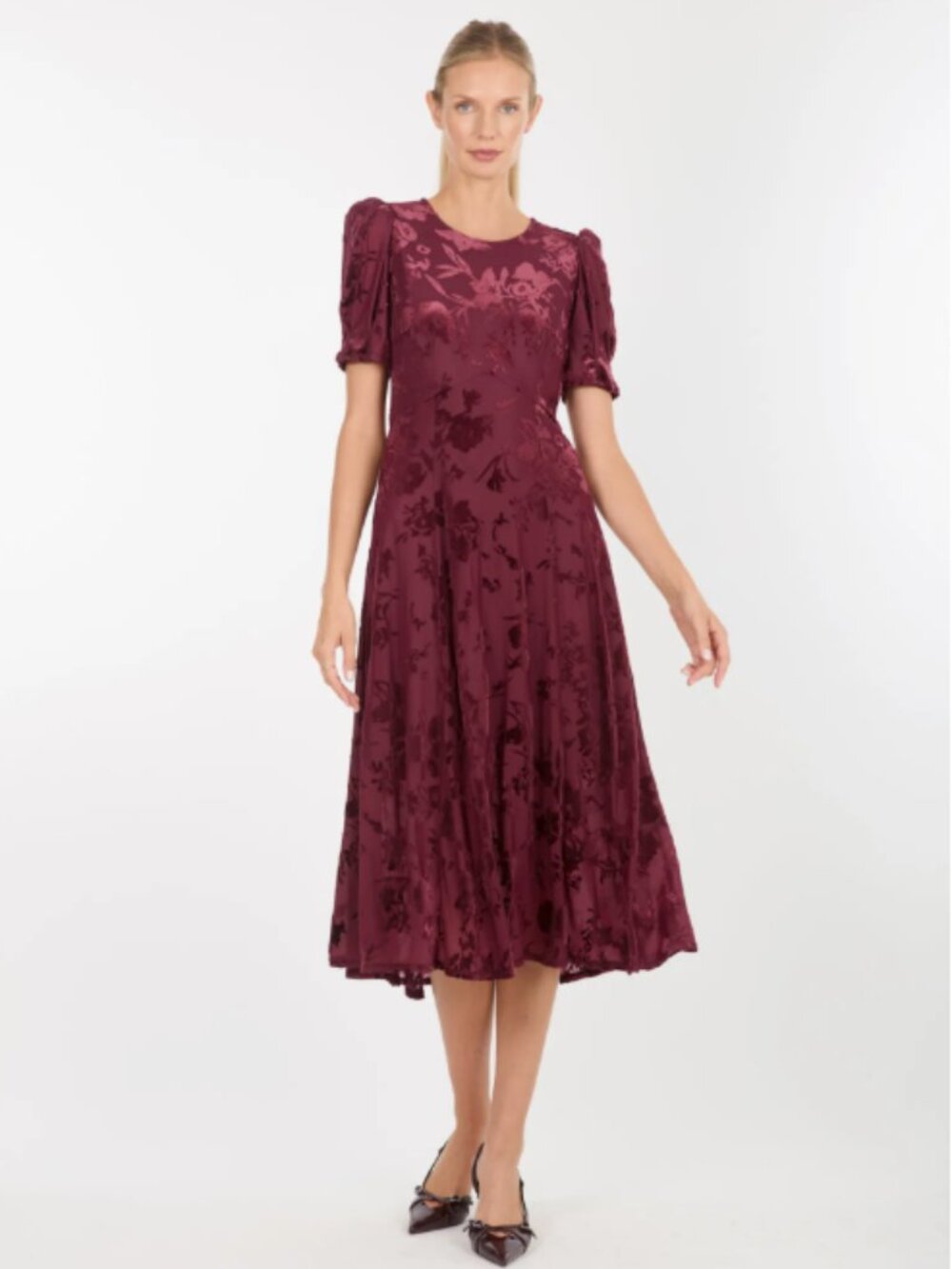 NWT SUPER NATURAL BY SECRET MISSION Fran Dress Velvet in Garnet Floral Size XS